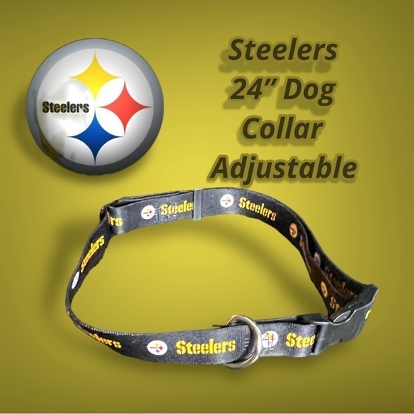 STEELERS Logo 24” Dog Collar Black Gold - Picture 9 of 9